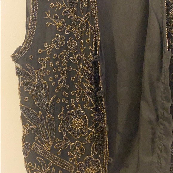 Vintage black vest with gold and black beading - Picture 2 of 3